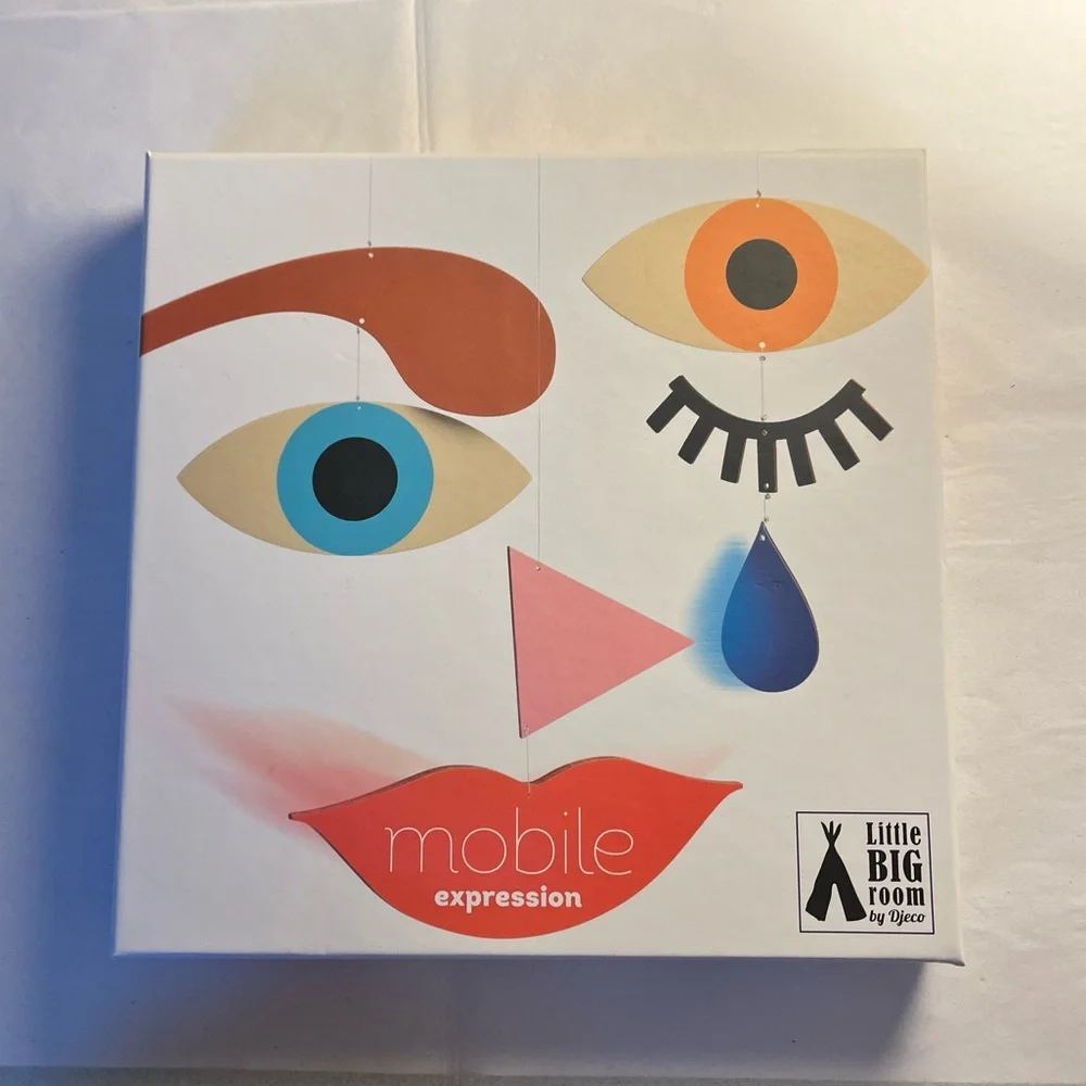 Abstract Face Hanging Mobile Wall Decor in Multi-Color open box